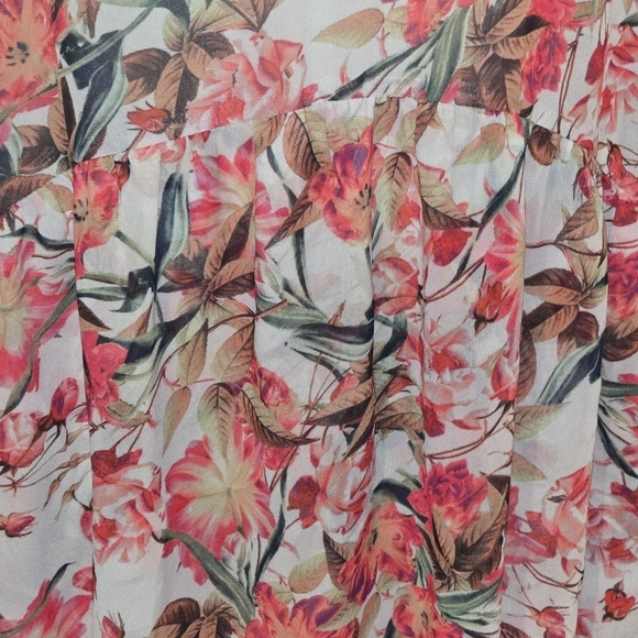 Gianni Bini Floral Print‎ Mini Dress V Neck 3/4 Bell Sleeve White Pink - Picture 6 of 8